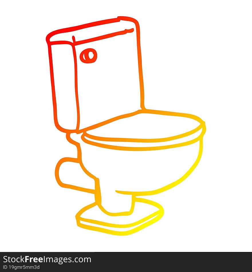 Warm Gradient Line Drawing Cartoon Closed Toilet