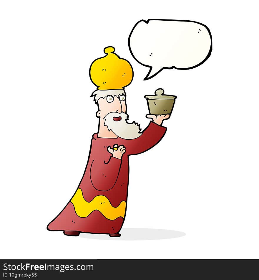 one of the three wise men with speech bubble