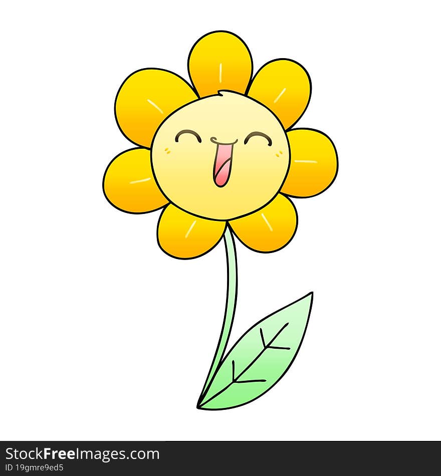 Quirky Gradient Shaded Cartoon Happy Flower