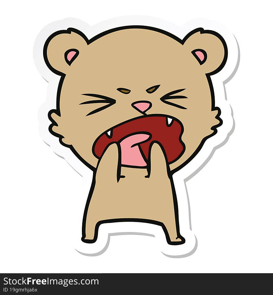 sticker of a hungry cartoon bear