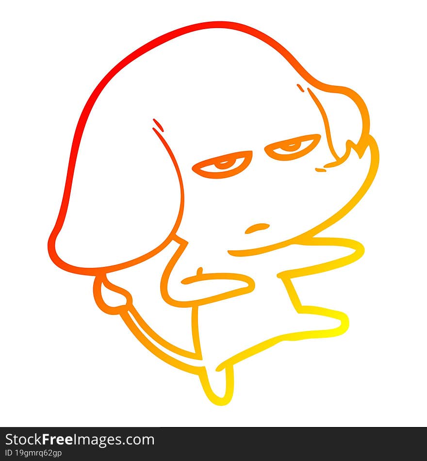 warm gradient line drawing annoyed cartoon elephant