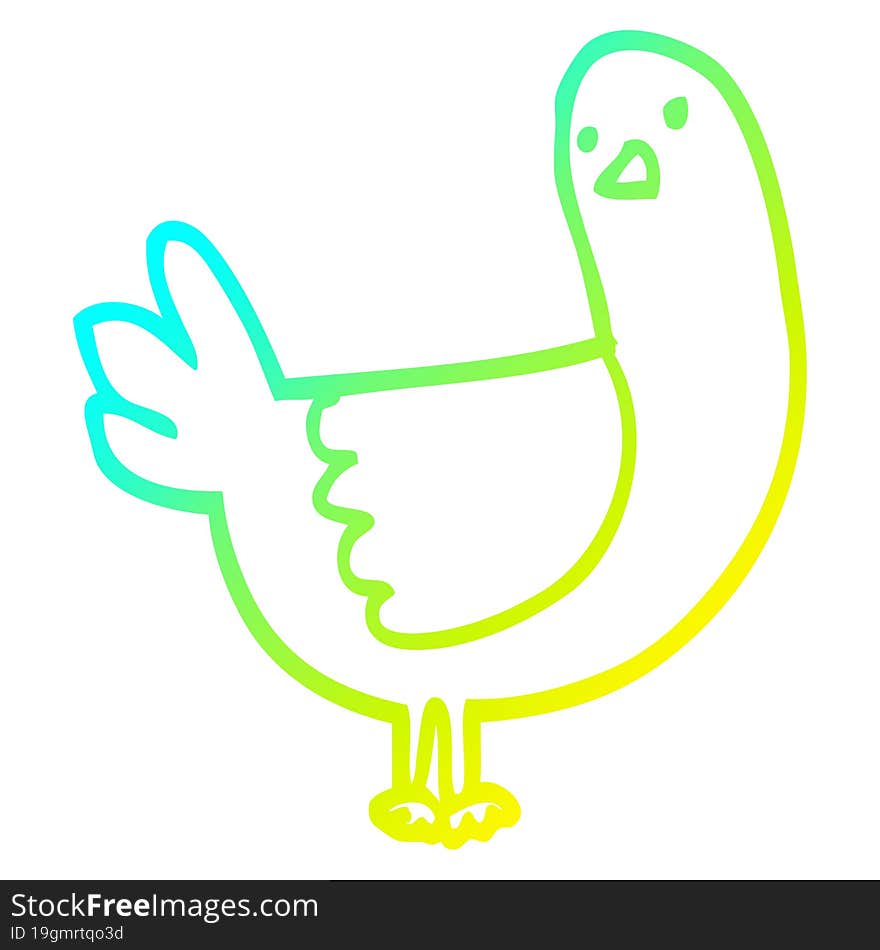 Cold Gradient Line Drawing Cartoon Pigeon