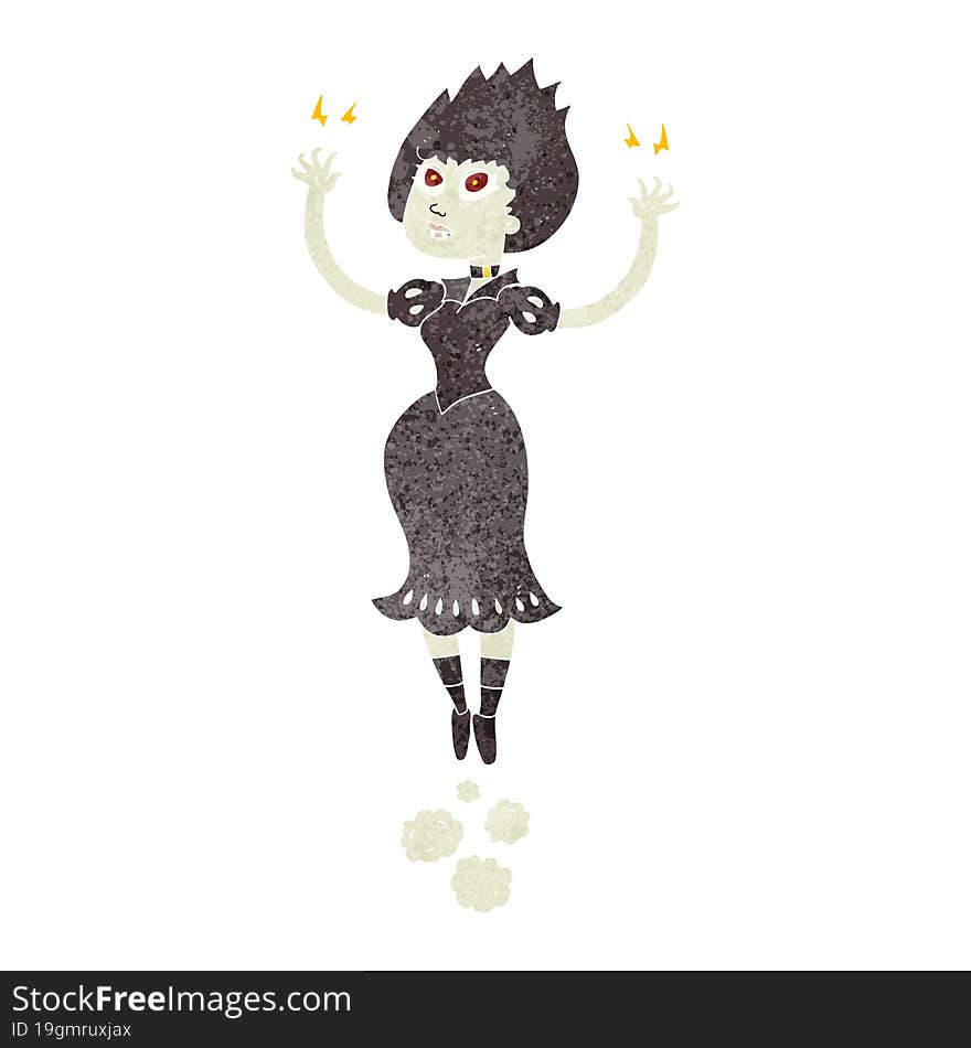 retro cartoon vampire girl flying