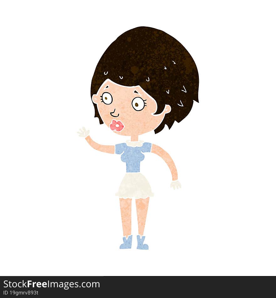 cartoon woman waving