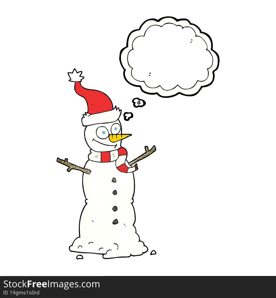 Thought Bubble Textured Cartoon Snowman