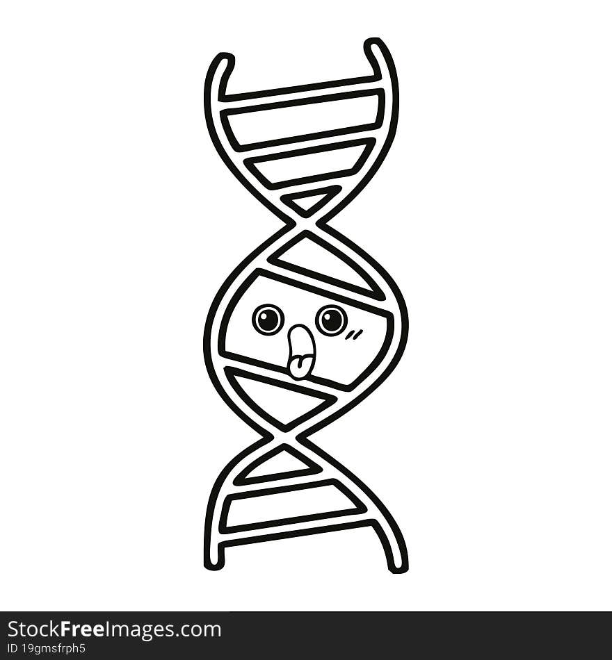 line drawing cartoon DNA strand