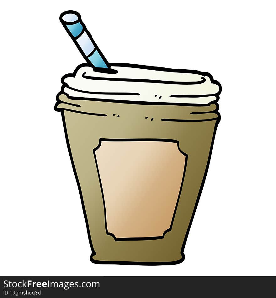 Cartoon Doodle Coffee Cup With Straw