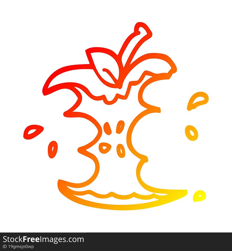 warm gradient line drawing cartoon juicy bitten apple