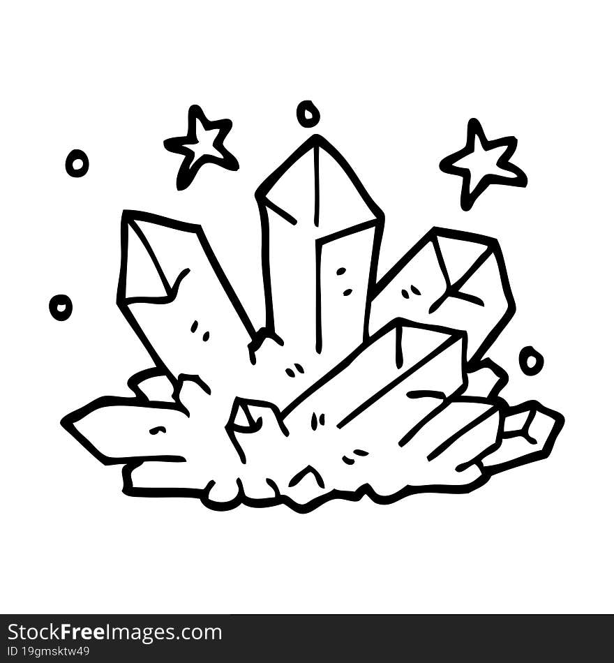 line drawing cartoon magical crystal