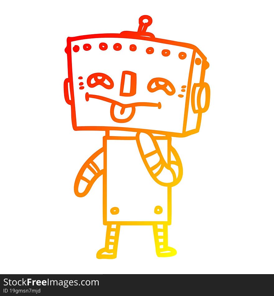 warm gradient line drawing cartoon robot