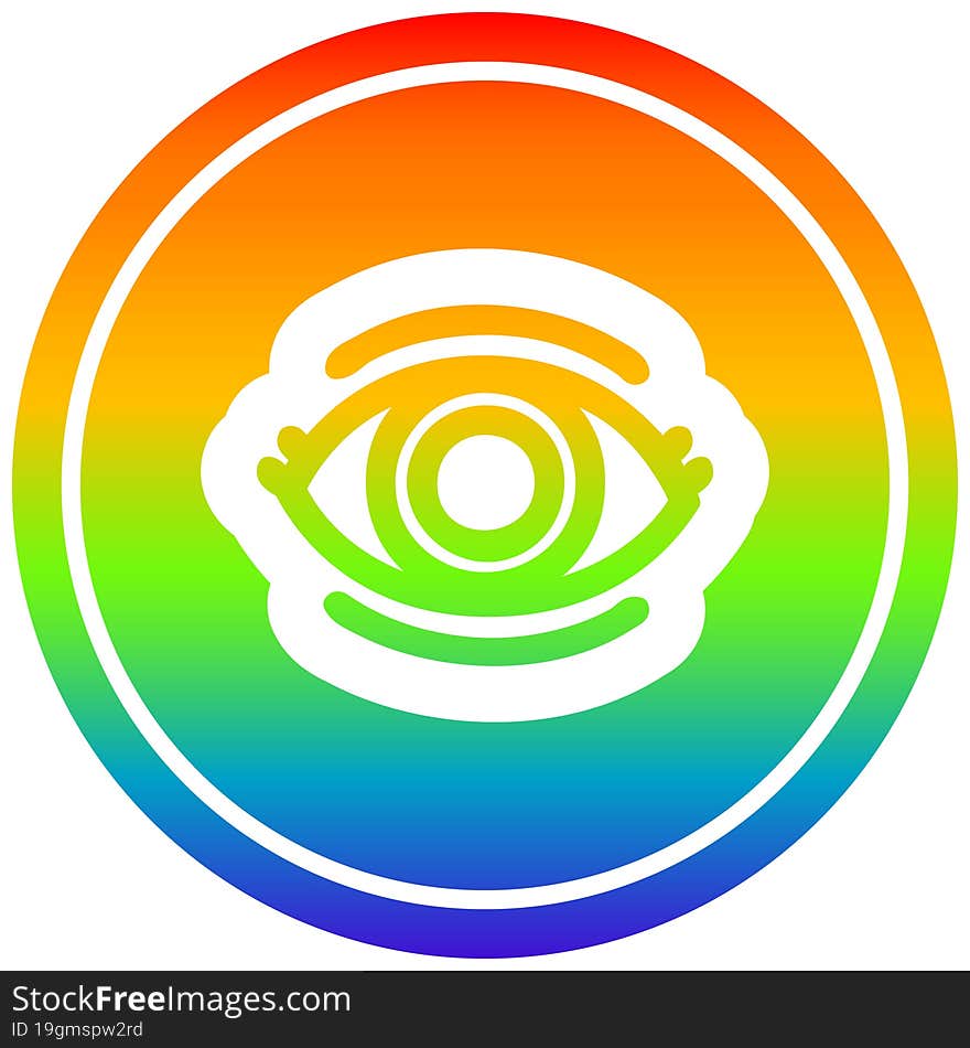 staring eye circular in rainbow spectrum