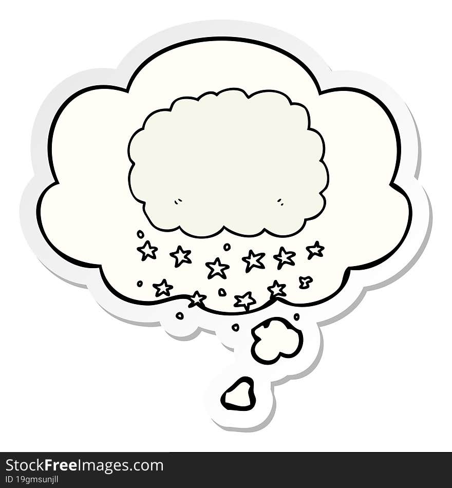 Cartoon Rain Cloud And Thought Bubble As A Printed Sticker