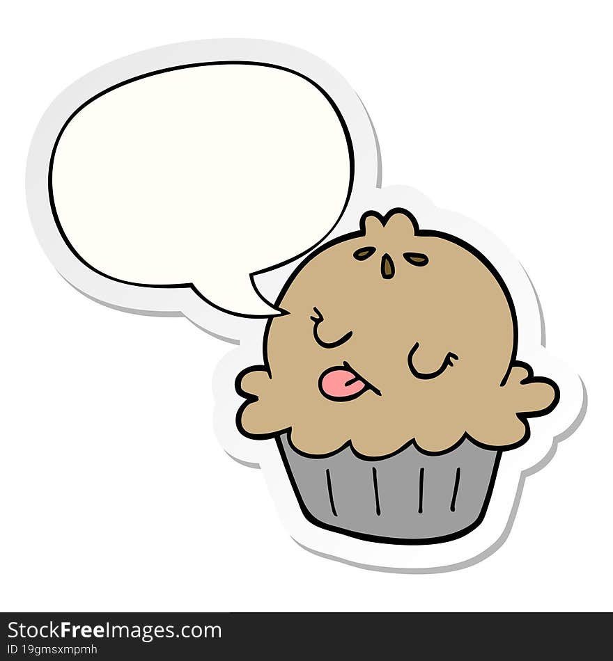 cute cartoon pie and speech bubble sticker