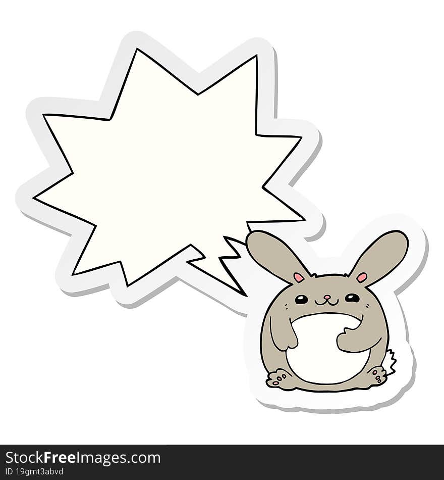 cartoon rabbit with speech bubble sticker. cartoon rabbit with speech bubble sticker