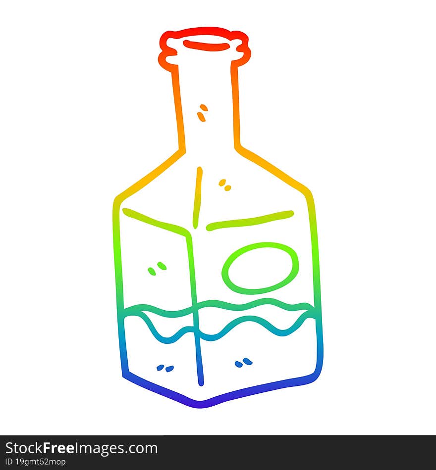 rainbow gradient line drawing of a cartoon drink in decanter