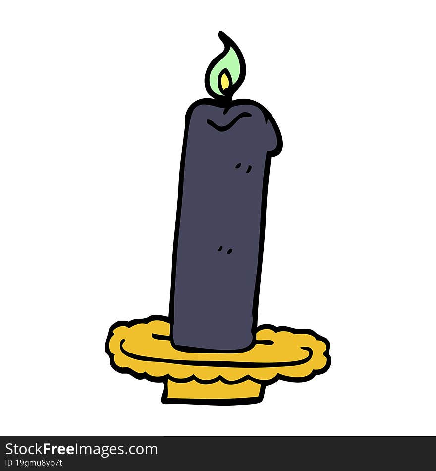 cartoon doodle burning halloween candle