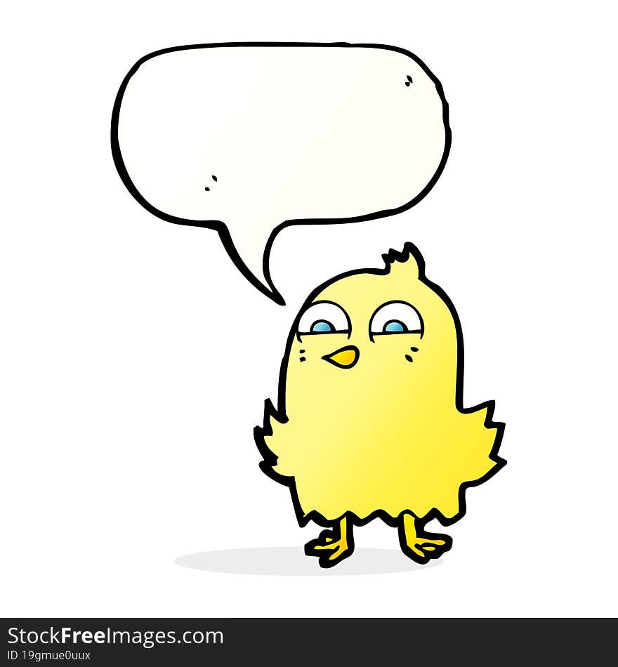 funny cartoon bird with speech bubble