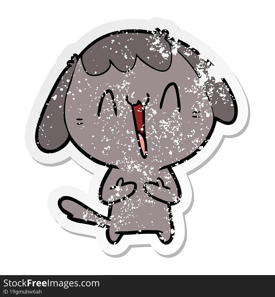 distressed sticker of a cute cartoon dog