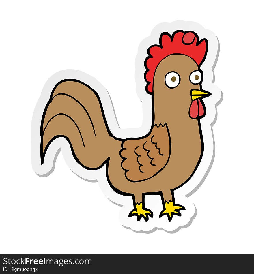 sticker of a cartoon rooster