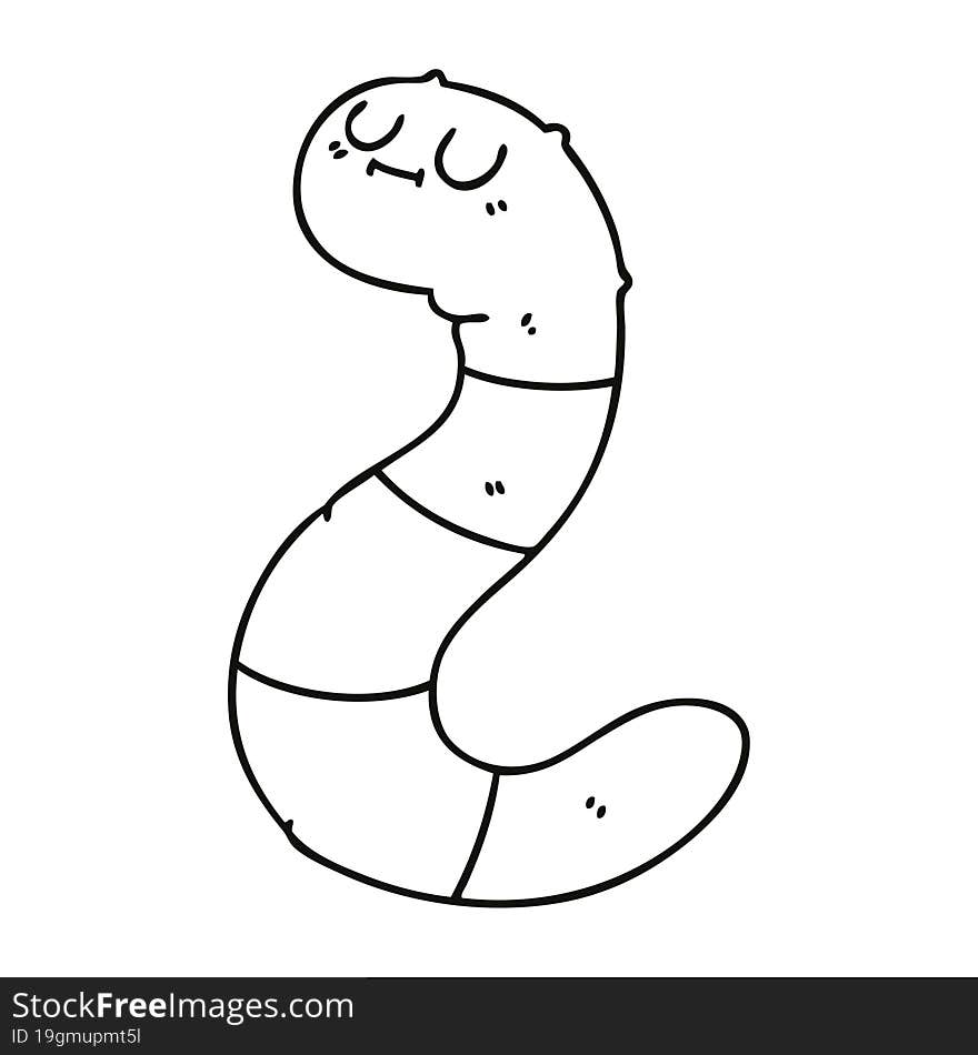 line drawing quirky cartoon worm. line drawing quirky cartoon worm