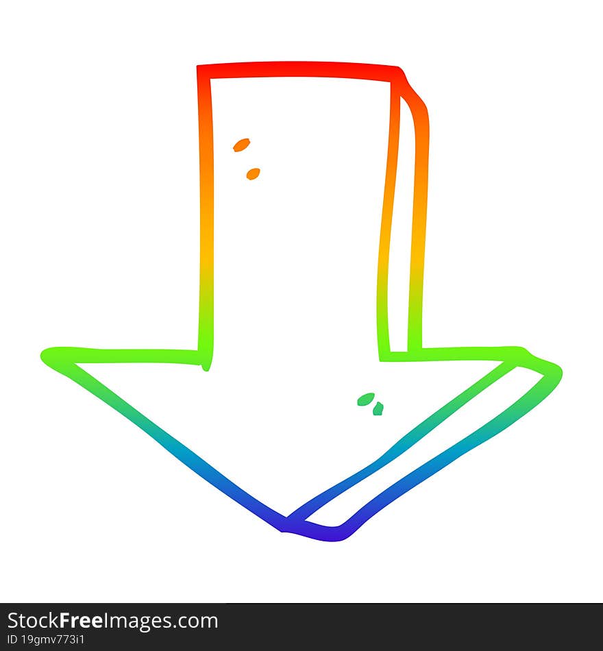 rainbow gradient line drawing cartoon pointing arrow