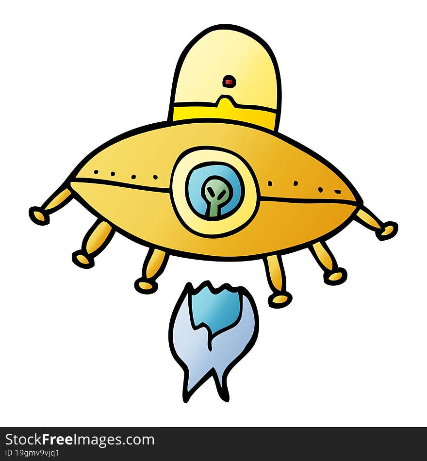 cartoon doodle alien spaceship