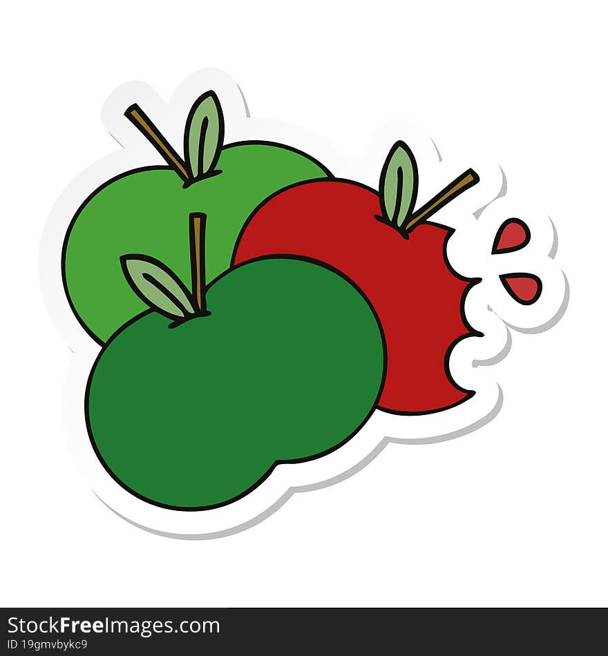 sticker of a cute cartoon juicy apple