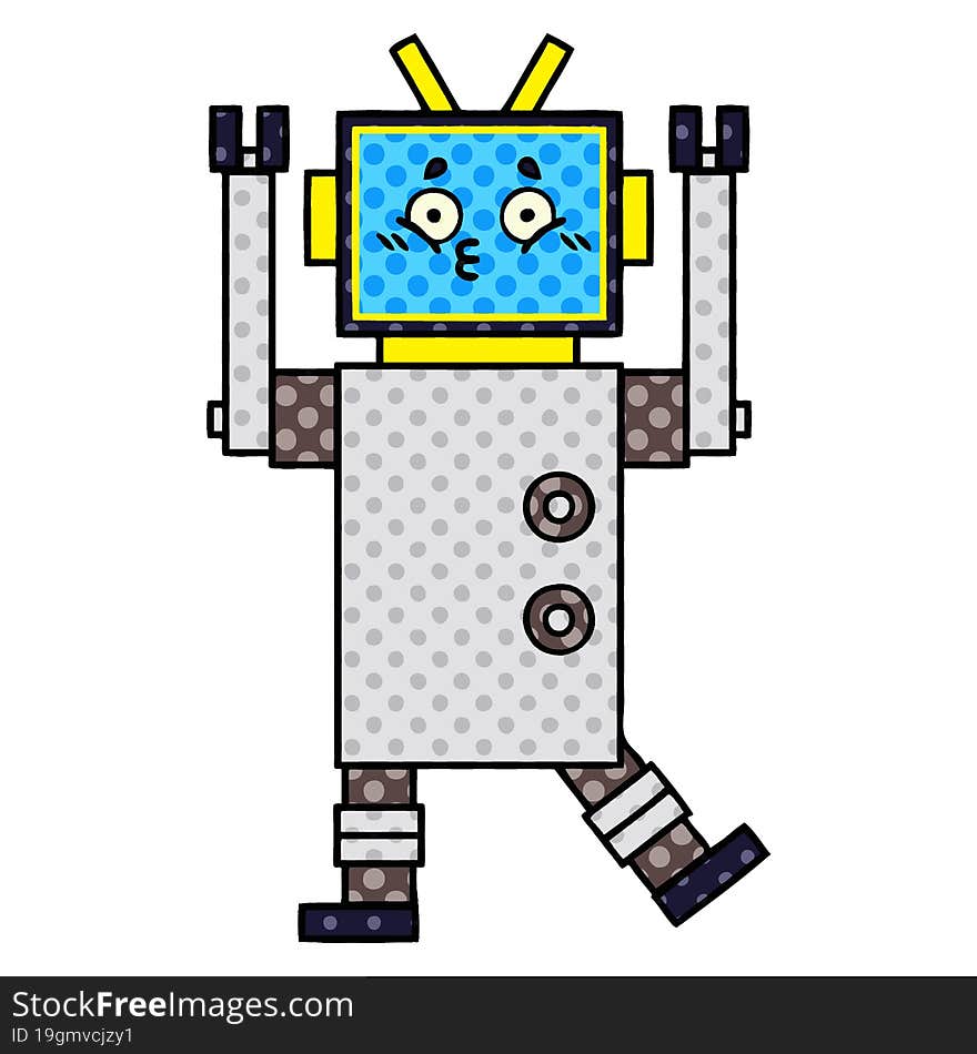 Comic Book Style Cartoon Robot