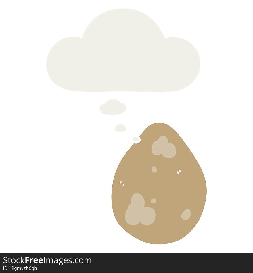 cartoon egg with thought bubble in retro style