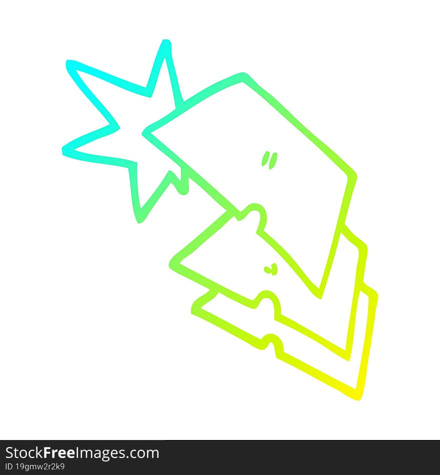 cold gradient line drawing of a cartoon shiny razorblades