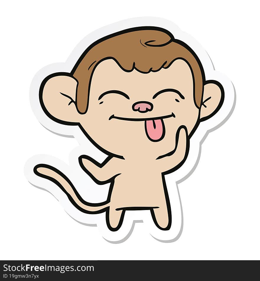 sticker of a funny cartoon monkey