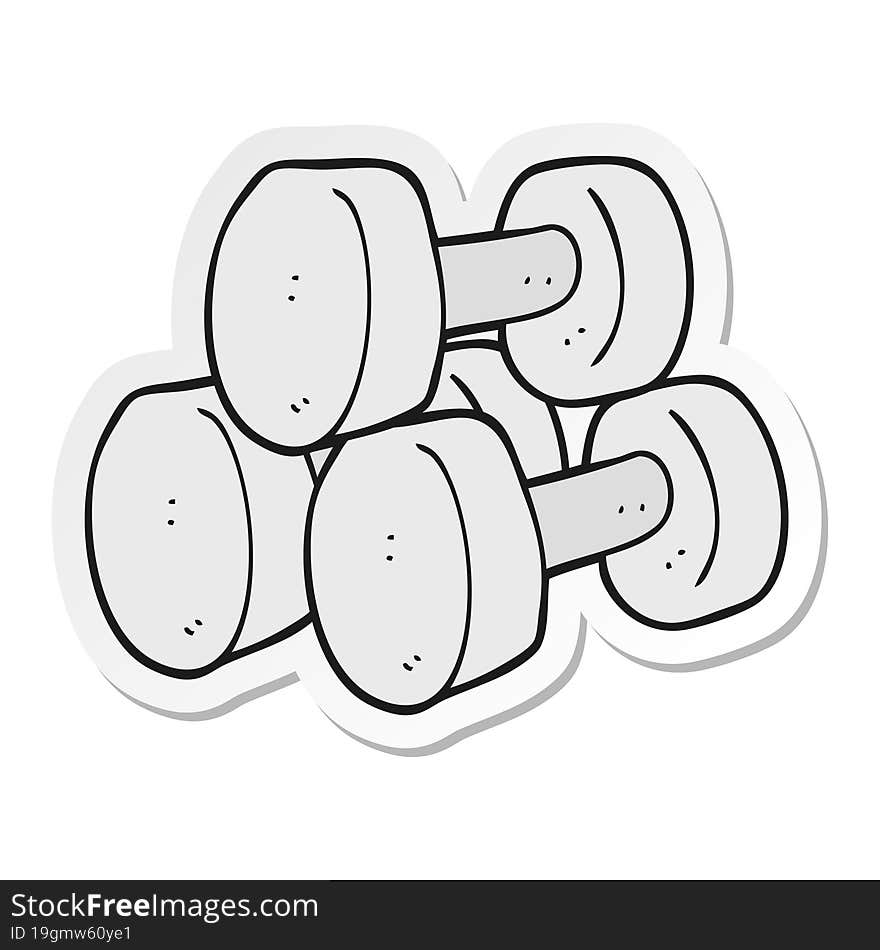 sticker of a cartoon dumbbells