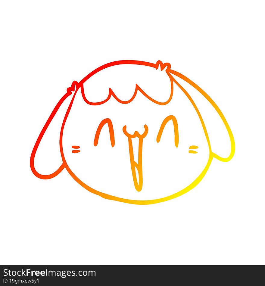 warm gradient line drawing of a cartoon dog face