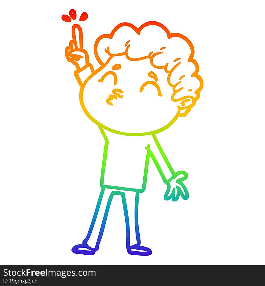 rainbow gradient line drawing cartoon man pouting