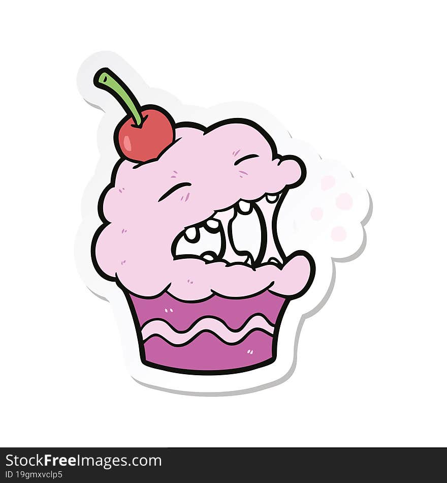 Sticker Of A Cartoon Cupcake