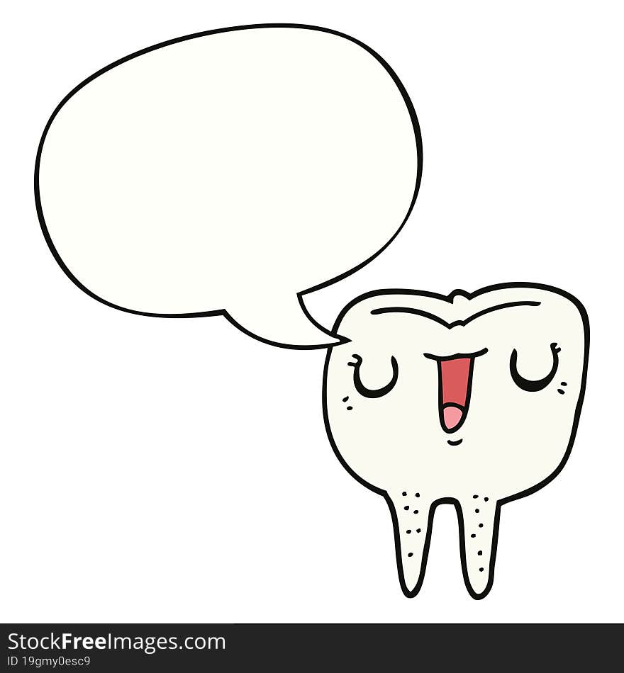 cartoon happy tooth and speech bubble