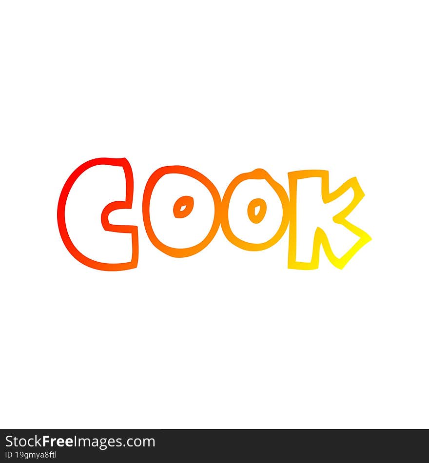 warm gradient line drawing cartoon word cook