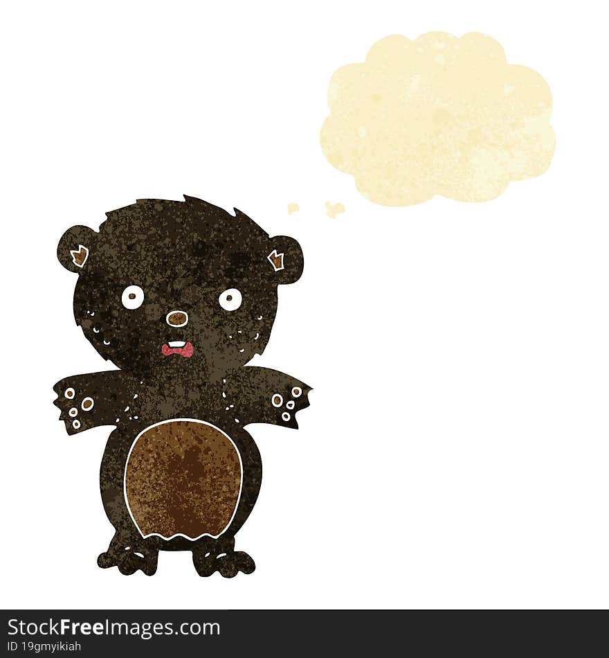 frightened black bear cartoon with thought bubble