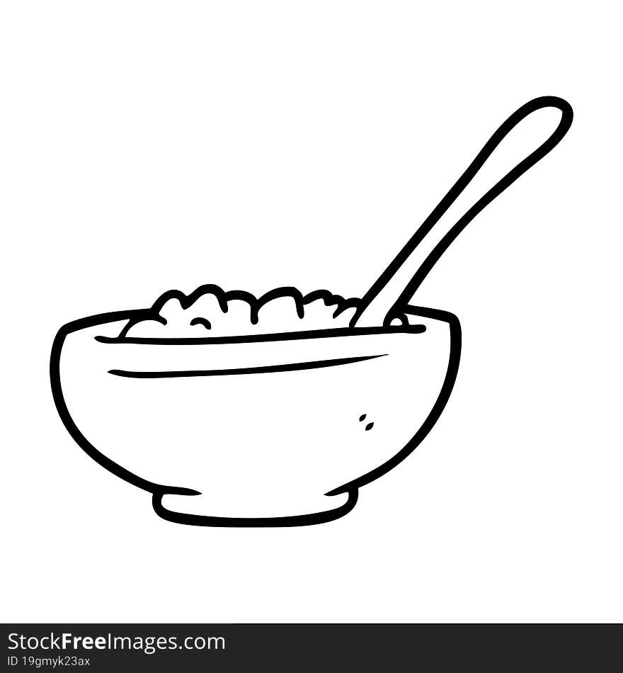 line drawing of a bowl of rice. line drawing of a bowl of rice