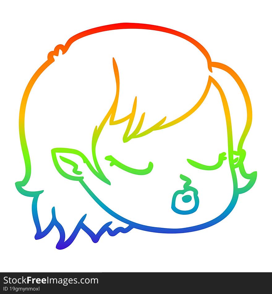 rainbow gradient line drawing cartoon vampire girl face