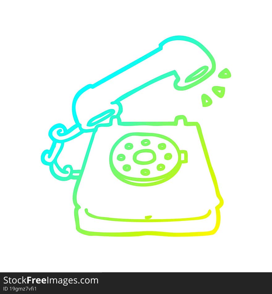 cold gradient line drawing cartoon old telephone