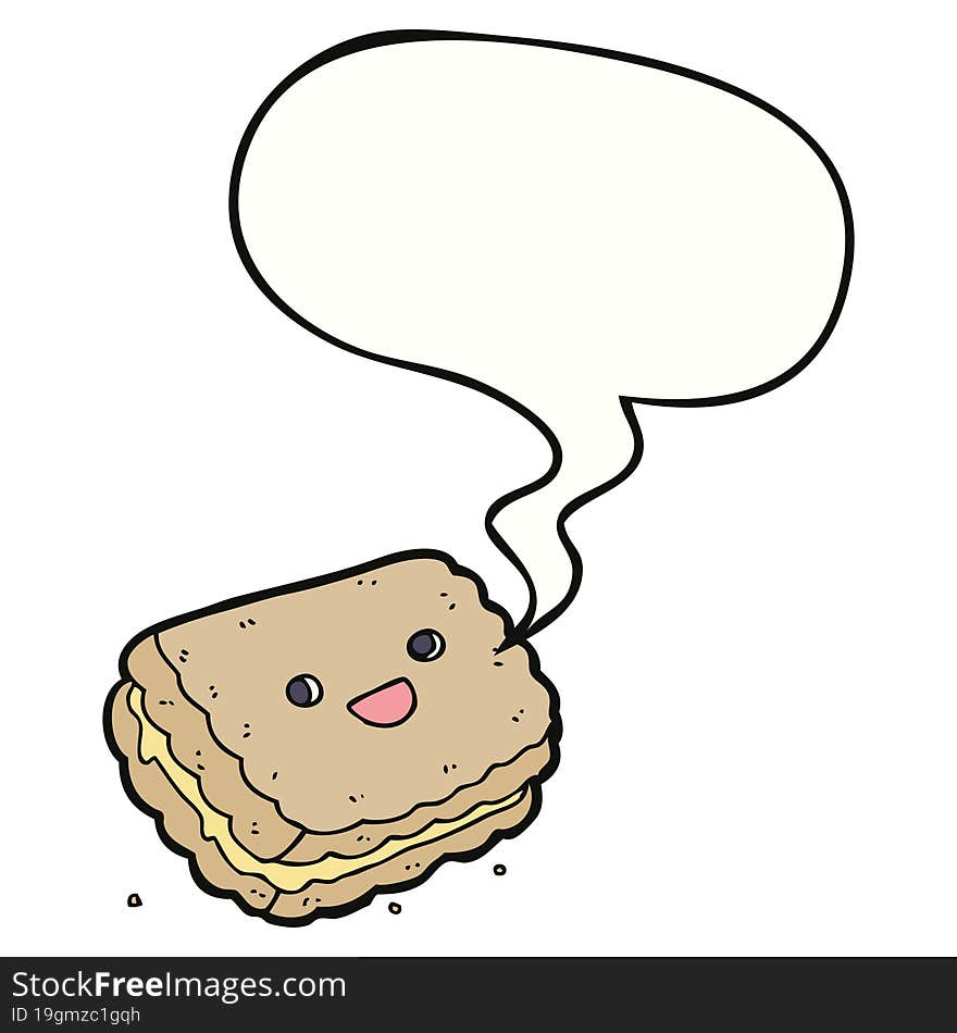 Cartoon Biscuit And Speech Bubble