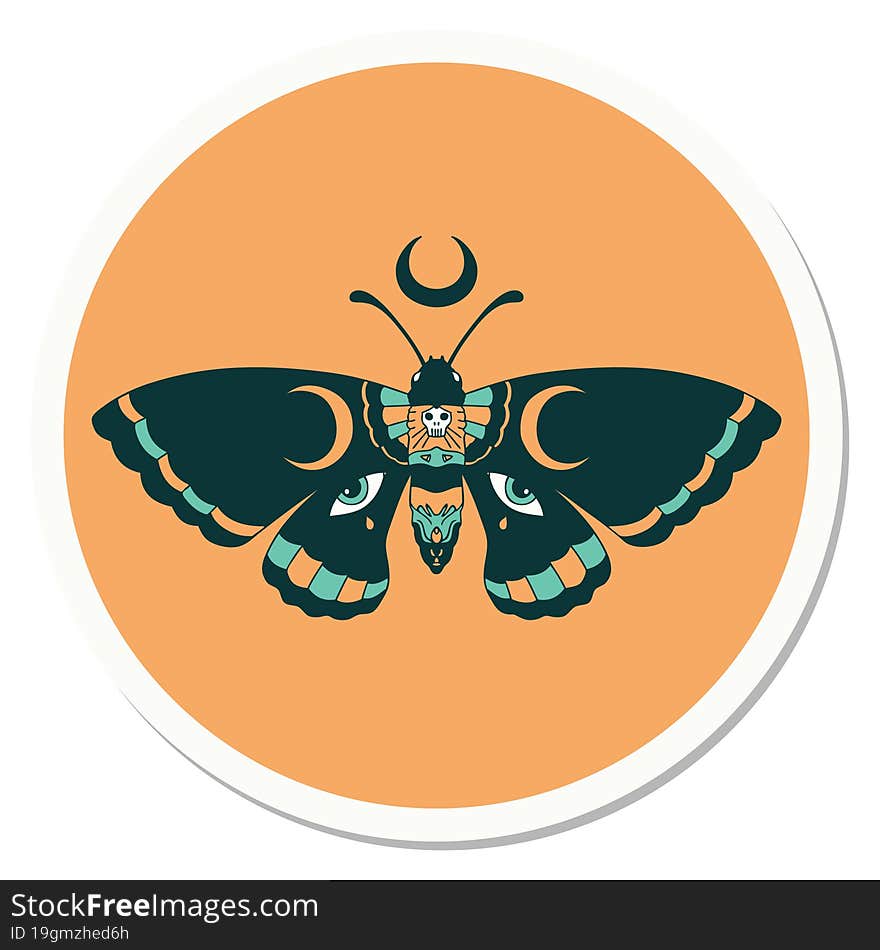 tattoo style sticker of a moth