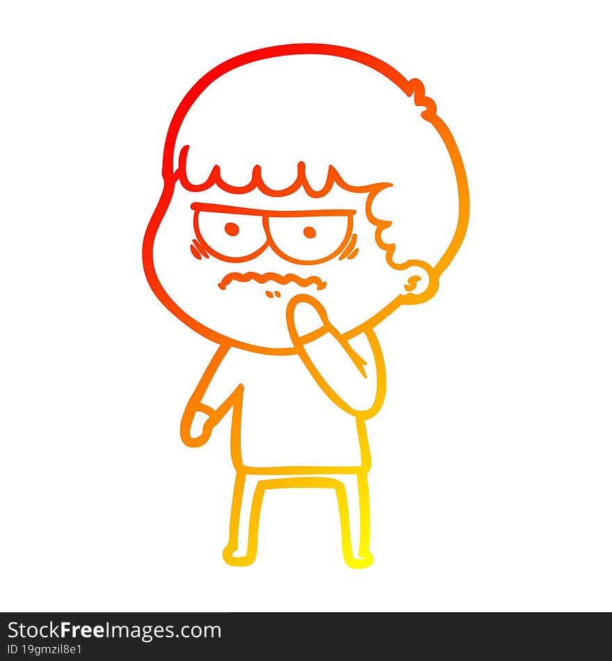 Warm Gradient Line Drawing Cartoon Annoyed Man