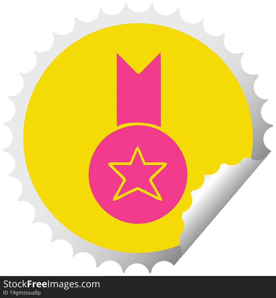 Circular Peeling Sticker Cartoon Gold Medal