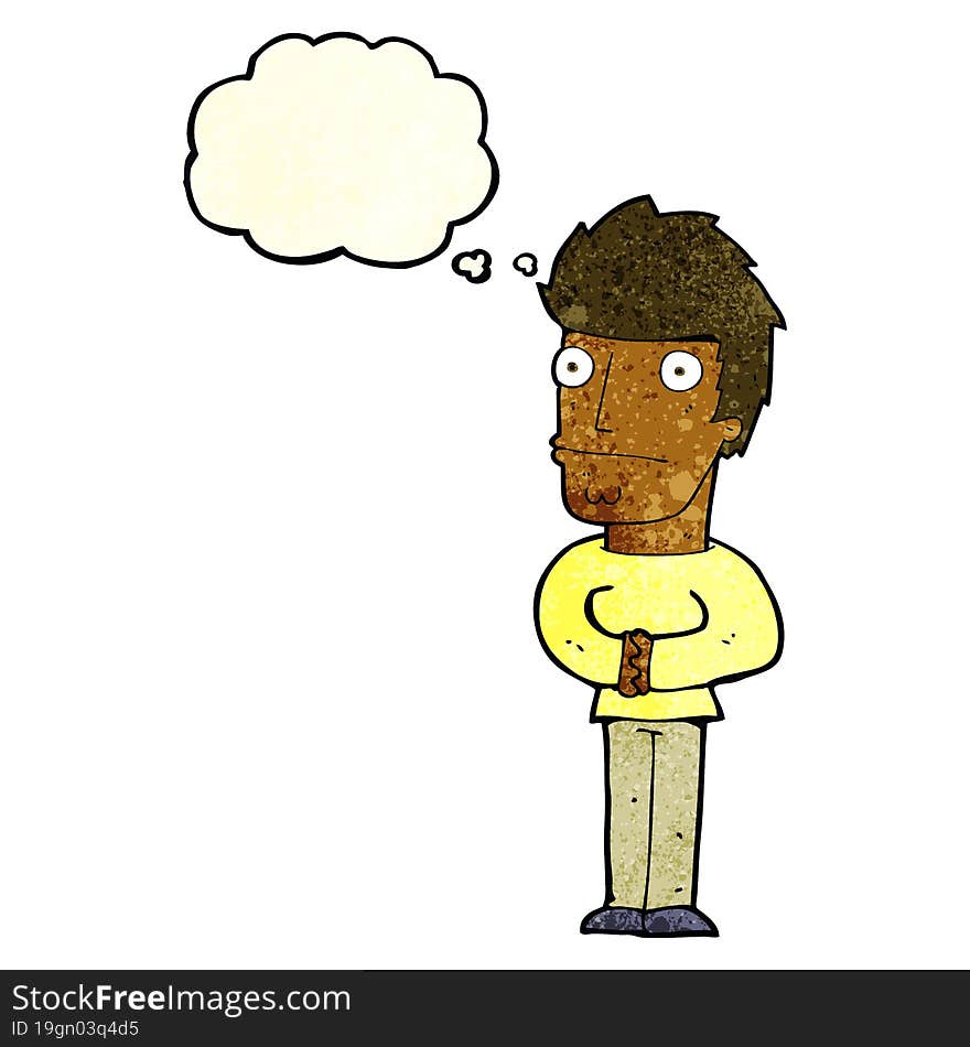 Cartoon Worried Man With Thought Bubble