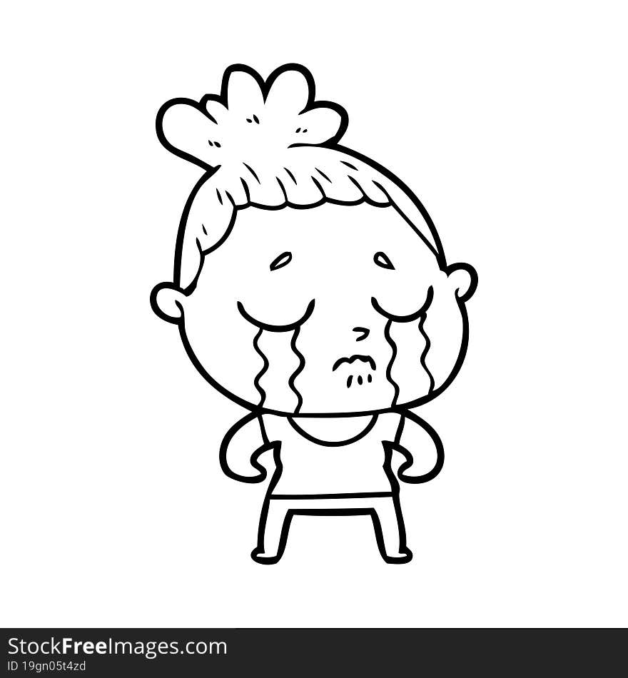 cartoon tough woman crying. cartoon tough woman crying