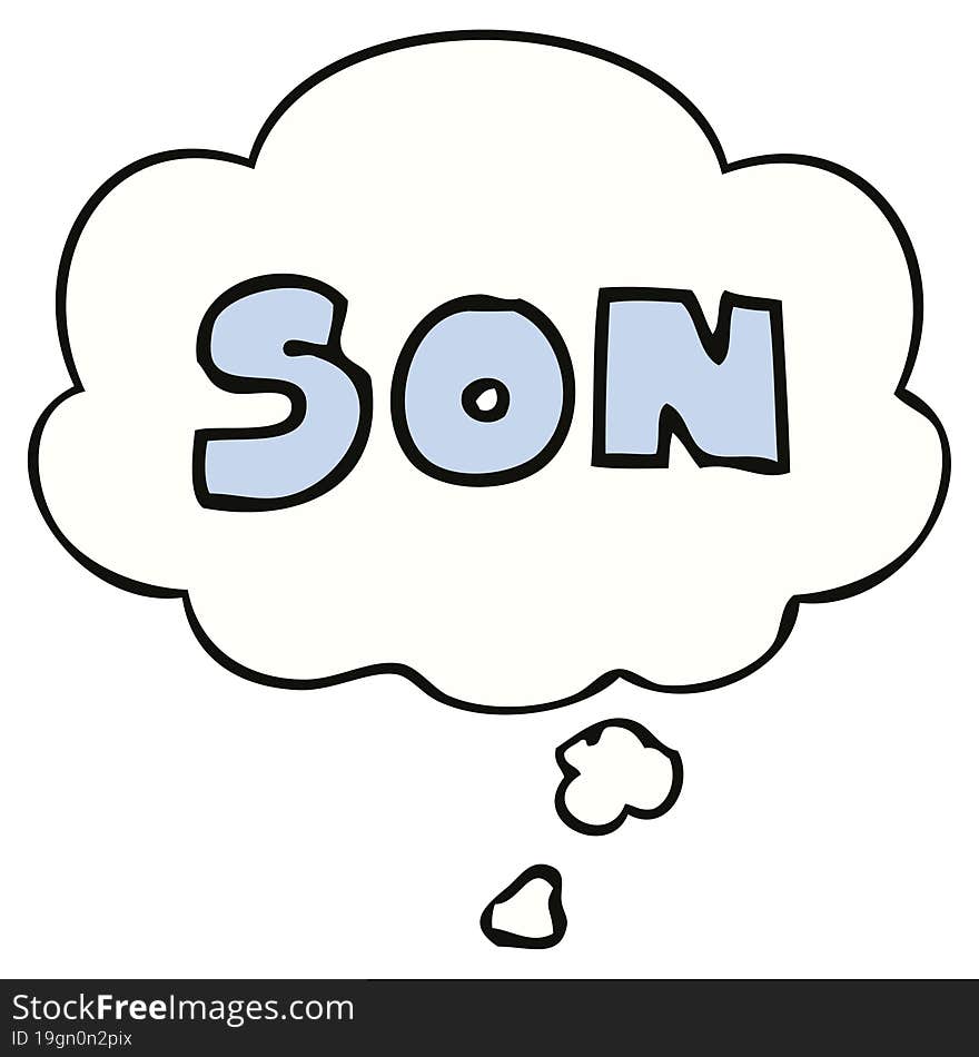 cartoon word son and thought bubble