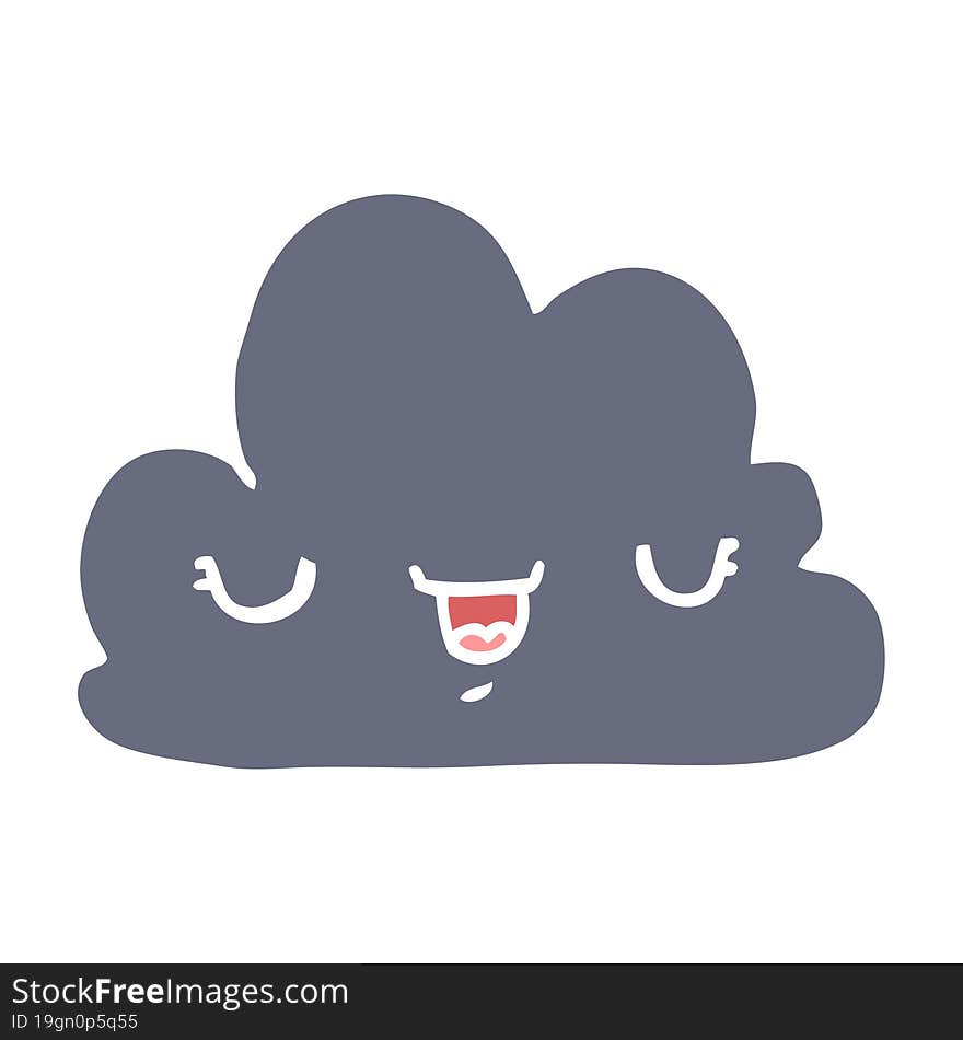 cute flat color style cartoon cloud