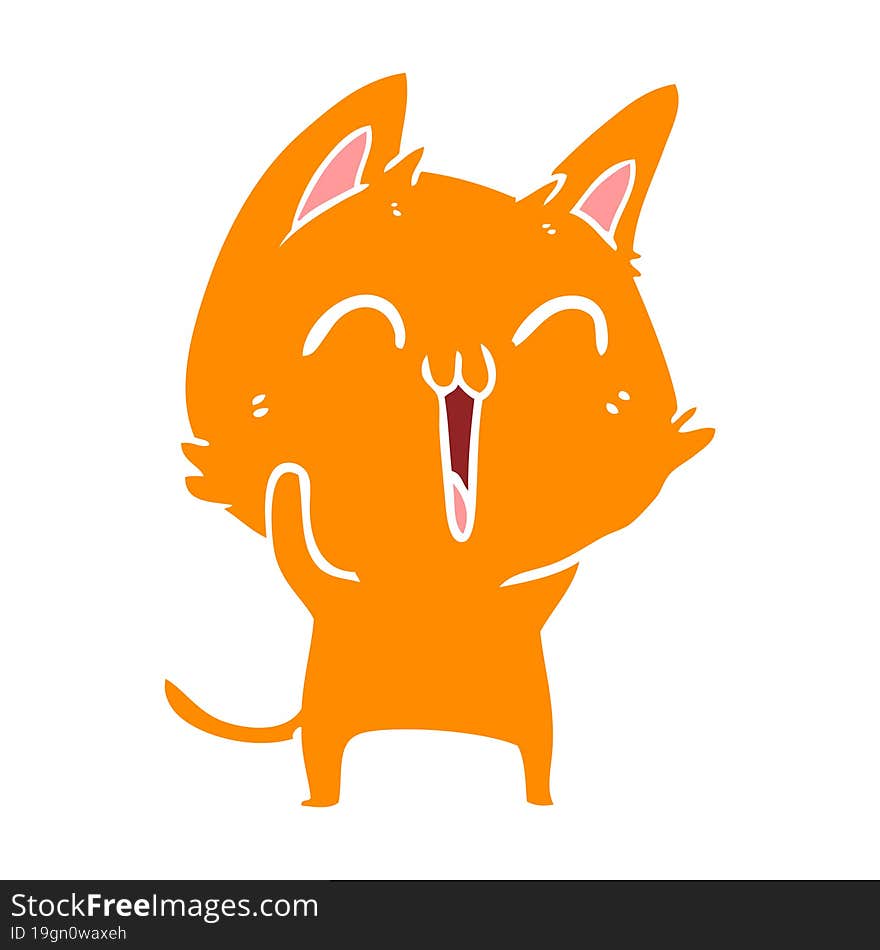 happy flat color style cartoon cat